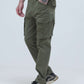 Presso Olive cargo pants in olive green, featuring 6 large pockets for durability and style for modern explorers.